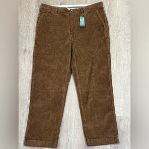 NWT L.L. Bean 35W 28L Stretch Country Corduroy Brown Trouser Pants
